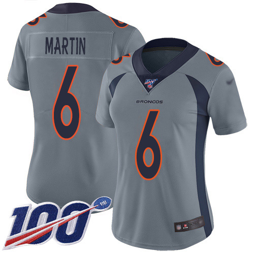 Denver Broncos #6 Sam Martin Gray Women's Stitched Limited Inverted Legend 100th Season Jersey Womens