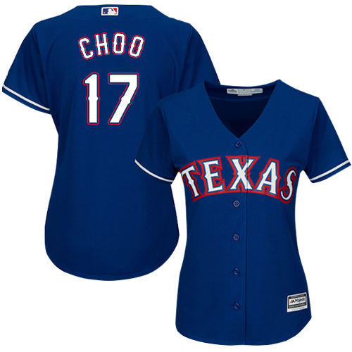 Texas Rangers #17 Shin-Soo Choo Blue Alternate Women's Stitched Jersey Womens