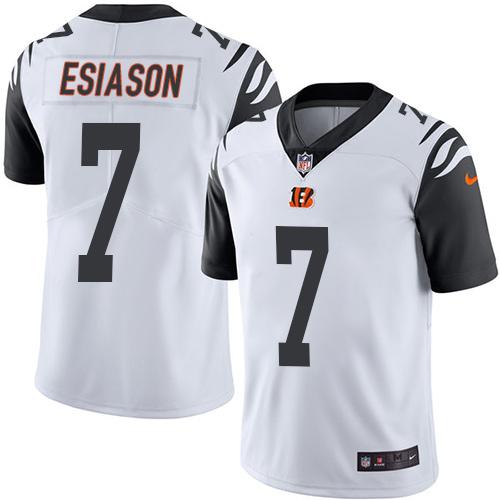 Cincinnati Bengals #7 Boomer Esiason White Youth Stitched Limited Rush Jersey Youth