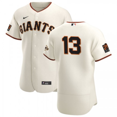 San Francisco San Francisco Giants #13 Austin Slater Men's Cream Home 2020 Authentic 20 at 24 Patch Player Jersey Men's