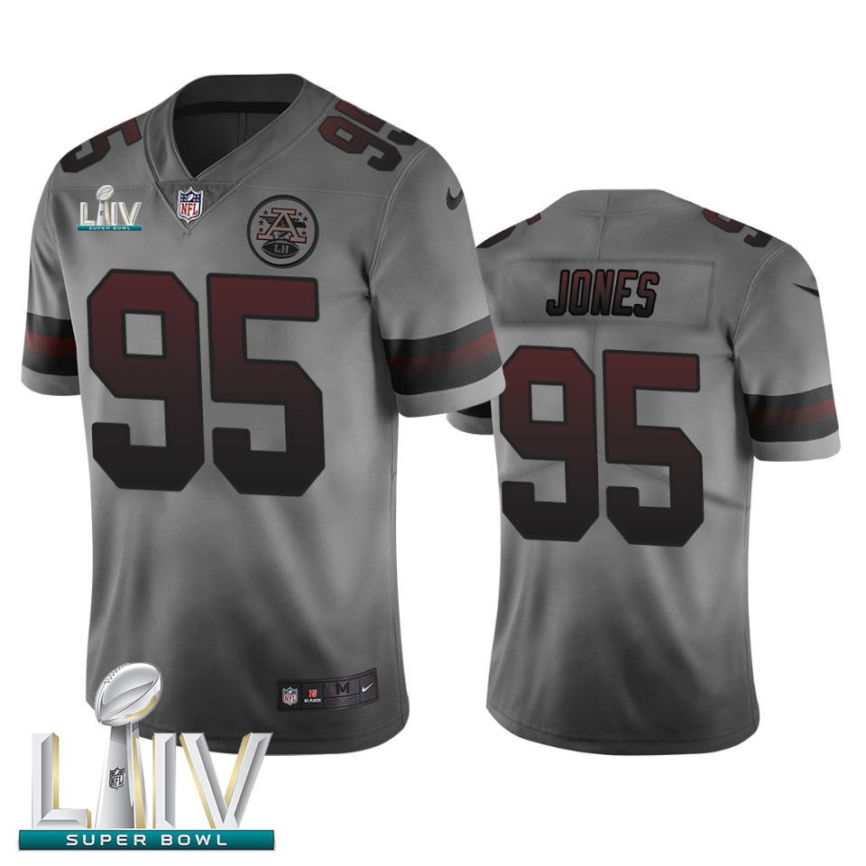 Kansas City Chiefs #95 Chris Jones Smoky Gray Super Bowl LIV 2020 Men's Vapor Limited City Edition Jersey