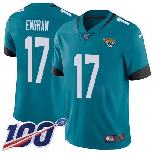 Jaguars #17 Evan Engram Teal Green Alternate Youth Stitched 100th Season Vapor Limited Jersey