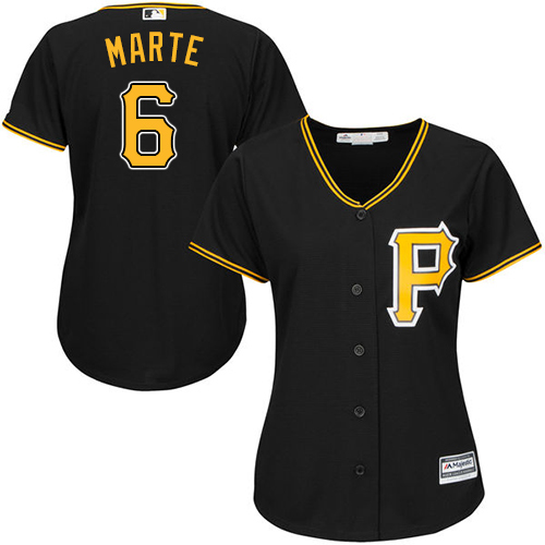 Pittsburgh Pirates #6 Starling Marte Black Alternate Women's Stitched Jersey Womens