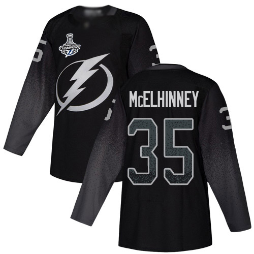 Adidas Tampa Bay Lightning #35 Curtis McElhinney Black Alternate Authentic 2020 Stanley Cup Champions Stitched Jersey Men's