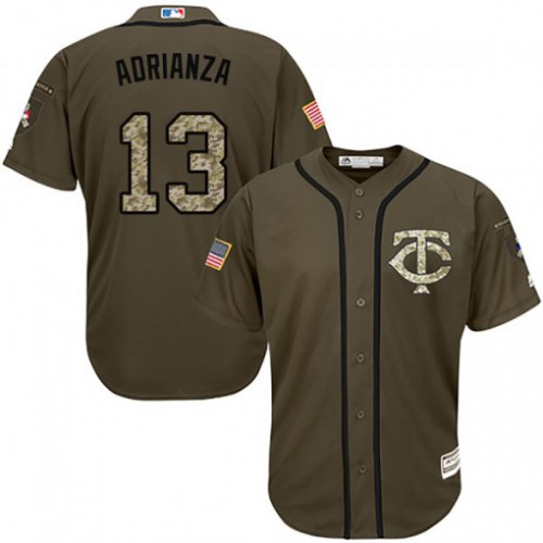 Minnesota Twins #13 Ehire Adrianza Green Salute to Service Stitched Jersey Men's