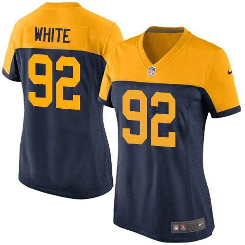 Packers #92 Reggie White Navy Blue Alternate Women's Stitched New Elite Jersey