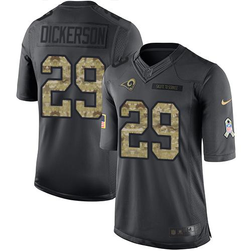 Rams #29 Eric Dickerson Black Men's Stitched Limited 2016 Salute To Service Jersey