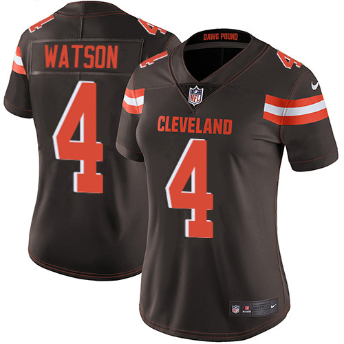 Browns #4 Deshaun Watson Brown Team Color Women's Stitched Vapor Untouchable Limited Jersey