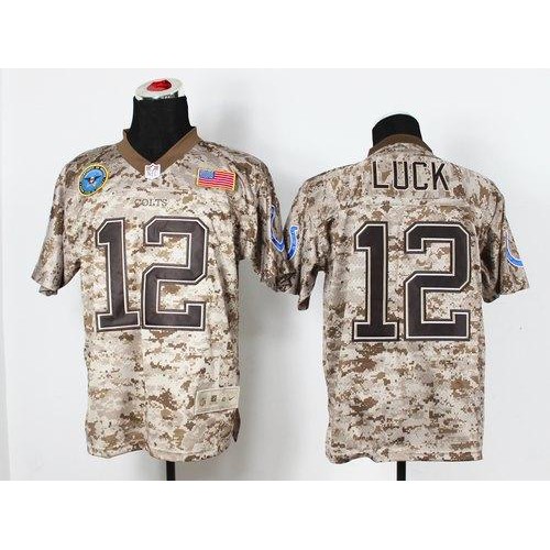 Indianapolis Colts #12 Andrew Luck Camo Men's Stitched New Elite USMC Jersey Men's
