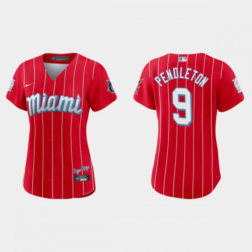 Miami Miami Marlins #9 Terry Pendleton Women's 2021 City Connect Authentic Jersey Red Womens