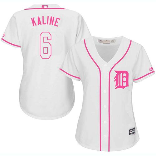 Detroit Tigers #6 Al Kaline White/Pink Fashion Women's Stitched Jersey Womens
