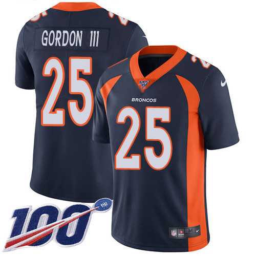 Denver Broncos #25 Melvin Gordon III Navy Blue Alternate Youth Stitched 100th Season Vapor Untouchable Limited Jersey Youth