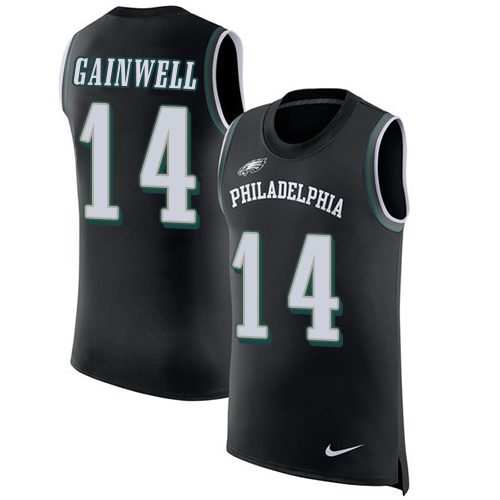 Eagles #14 Kenneth Gainwell Black Alternate Men's Stitched Limited Rush Tank Top Jersey