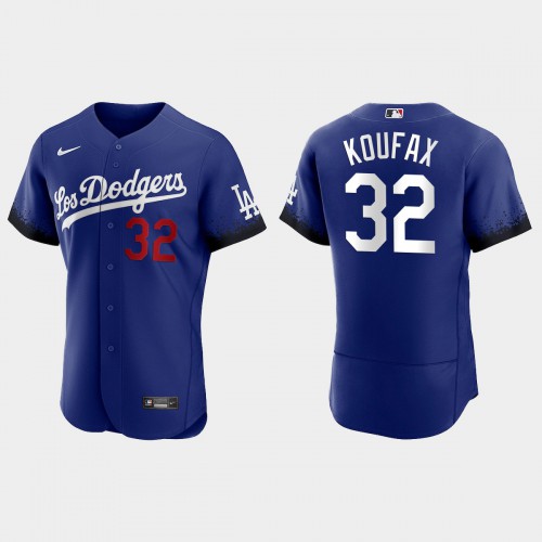 Los Angeles Los Angeles Dodgers #32 Sandy Koufax Men's 2021 City Connect Authentic Jersey Royal Men's