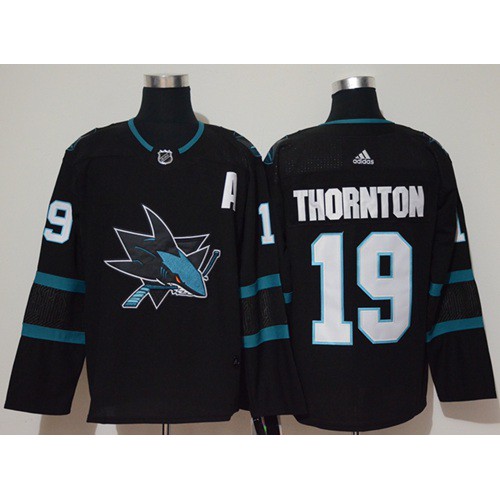 Adidas San Jose Sharks #19 Joe Thornton Black Alternate Authentic Stitched Jersey Men's