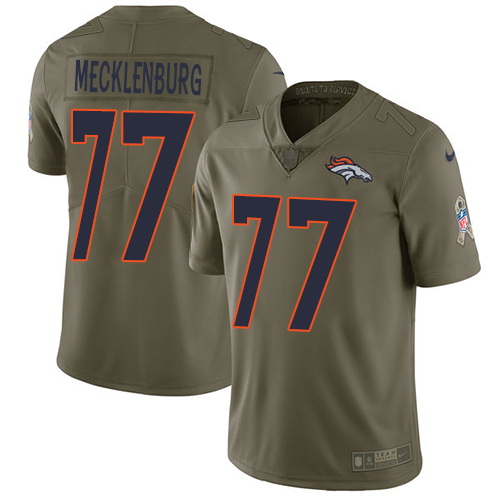Denver Broncos #77 Karl Mecklenburg Olive Men's Stitched Limited 2017 Salute to Service Jersey Men's