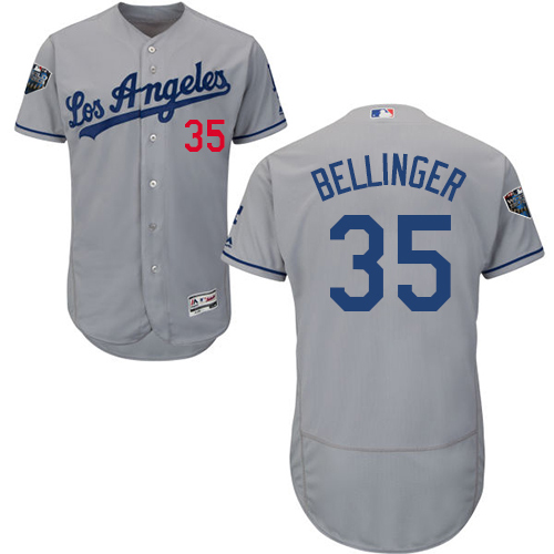 Los Angeles Dodgers #35 Cody Bellinger Grey Flexbase Authentic Collection 2018 World Series Stitched Jersey Men's