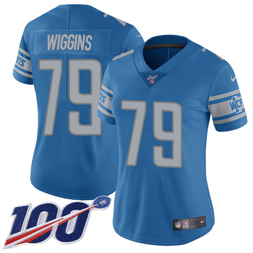 Detroit Lions #79 Kenny Wiggins Blue Team Color Women's Stitched 100th Season Vapor Untouchable Limited Jersey Womens