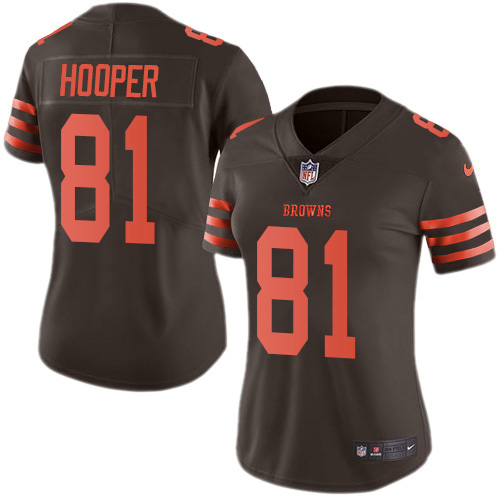 Cleveland Browns #81 Austin Hooper Brown Women's Stitched Limited Rush Jersey Womens