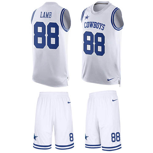 Cowboys #88 CeeDee Lamb White Team Color Men's Stitched Limited Tank Top Suit Jersey