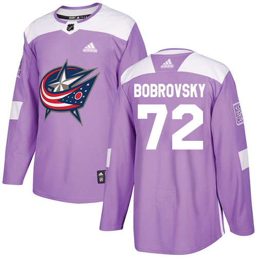 Adidas Columbus Blue Jackets #72 Sergei Bobrovsky Purple Authentic Fights Cancer Stitched Youth Jersey Youth