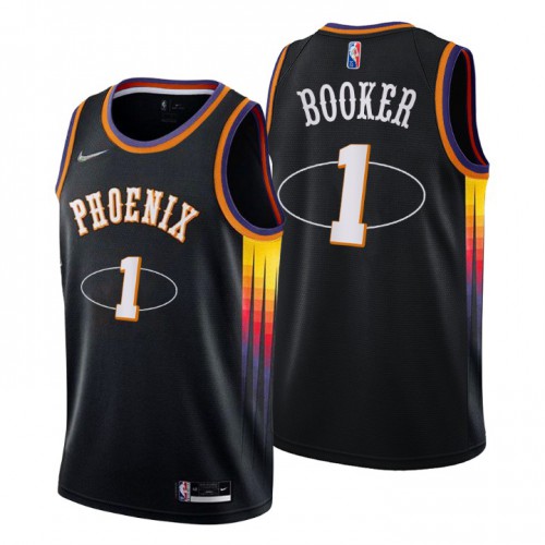 Phoenix Phoenix Suns #1 Devin Booker Mens Black 2021/22 Swingman Jersey - City Edition Mens
