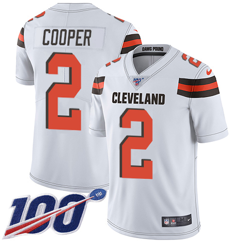Browns #2 Amari Cooper White Men's Stitched 100th Season Vapor Limited Jersey