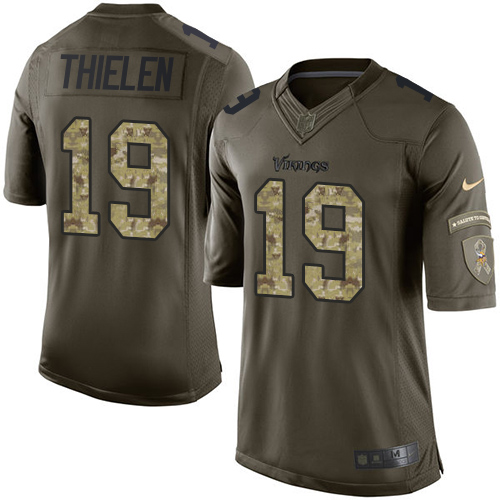 Vikings #19 Adam Thielen Green Youth Stitched Limited 2015 Salute To Service Jersey