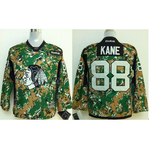 Chicago Blackhawks #88 Patrick Kane Camo Veterans Day Practice Stitched Youth Jersey Youth
