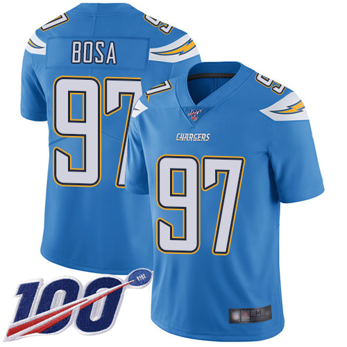 Chargers #97 Joey Bosa Electric Blue Alternate Youth Stitched 100th Season Vapor Limited Jersey