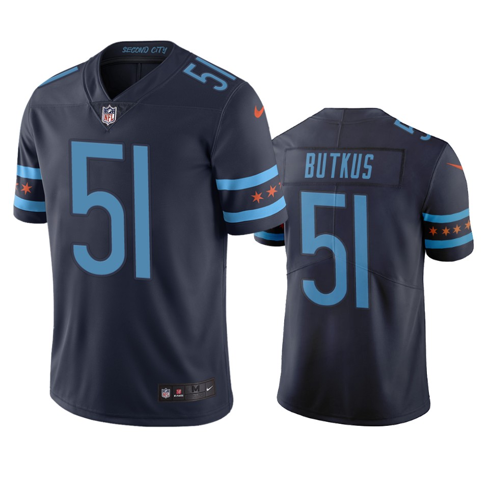 Chicago Bears #51 Dick Butkus Navy Vapor Limited City Edition Jersey