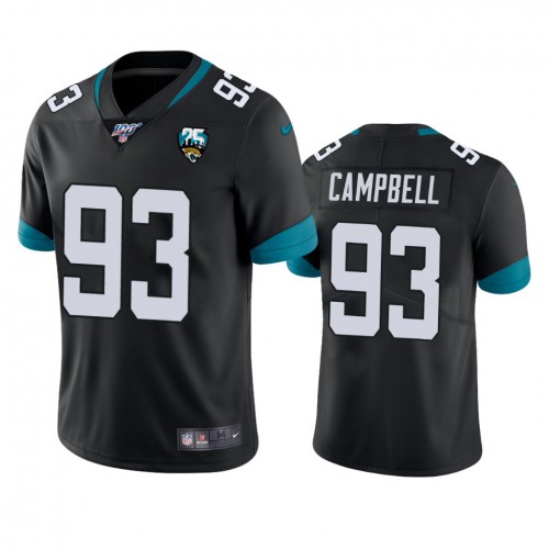 Jacksonville Jaguars #93 Calais Campbell Black 25th Anniversary Vapor Limited Stitched 100th Season Jersey Men's
