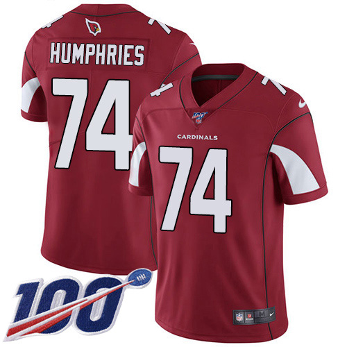 Arizona Cardinals #74 D.J. Humphries Red Team Color Men's Stitched 100th Season Vapor Limited Jersey Men's