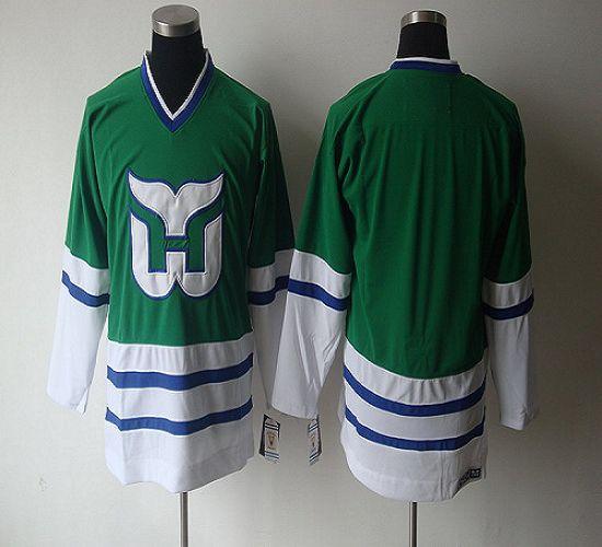 Whalers Blank CCM Throwback Green Embroidered Jersey