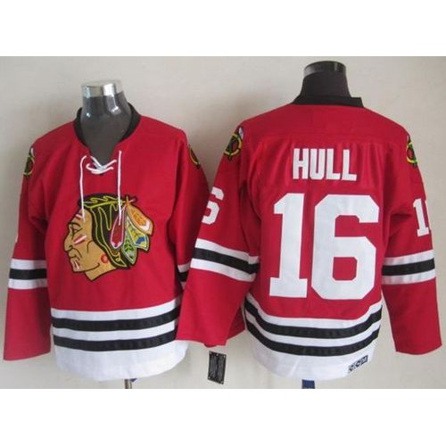 Chicago Blackhawks #16 Bobby Hull Red CCM Throwback Stitched Jersey Men's