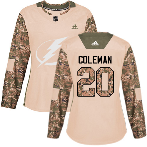 Adidas Tampa Bay Lightning #20 Blake Coleman Camo Authentic 2017 Veterans Day Women's Stitched Jersey Womens