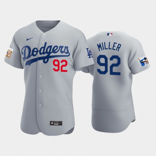 Los Angeles Los Angeles Dodgers #92 Bobby Miller Men's Jackie Robinson 75th Anniversary Authentic Jersey - Gray Men's