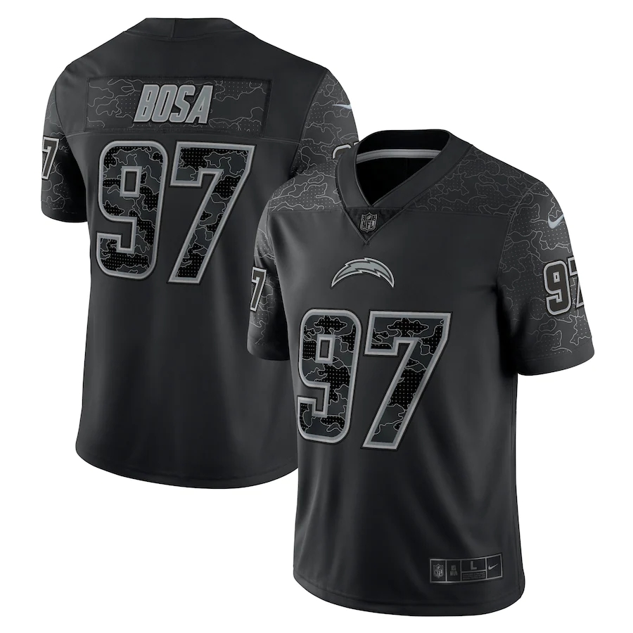 Los Angeles Chargers #97 Joey Bosa Black Men's Black Reflective Limited Jersey