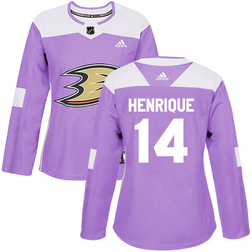 Adidas Anaheim Ducks #14 Adam Henrique Purple Authentic Fights Cancer Women's Stitched Jersey Womens