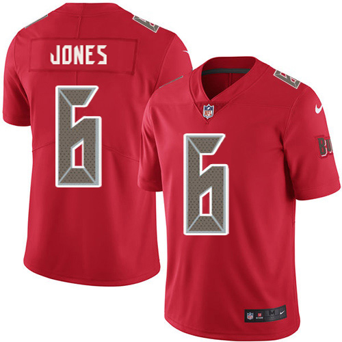 Buccaneers #6 Julio Jones Red Men's Stitched Limited Rush Jersey