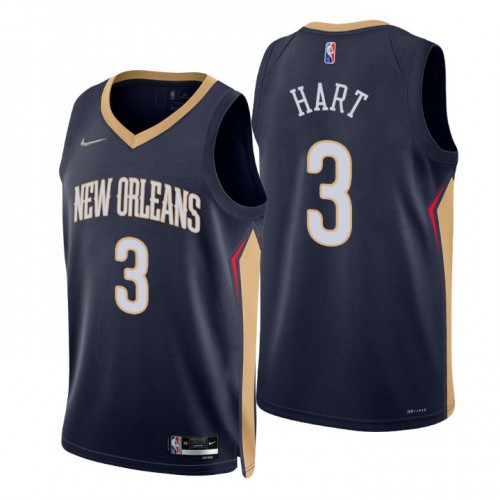 New Orleans Pelicans #3 Josh Hart Navy Mens 2021-22 75th Anniversary Diamond Swingman Jersey - Icon Edition Mens