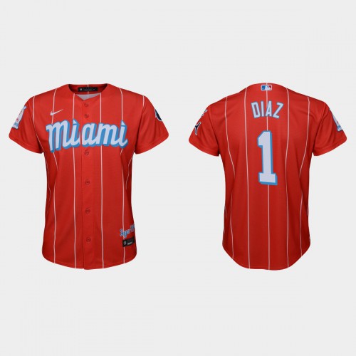 Miami Miami Marlins #1 Isan Diaz Youth 2021 City Connect Authentic Jersey Red Youth