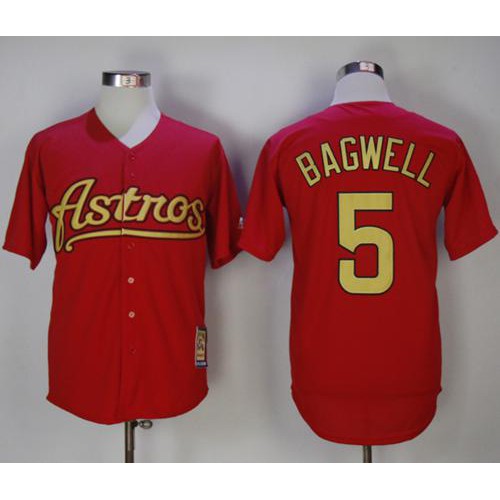 Houston Astros #5 Jeff Bagwell Red 2002-2012 Turn Back The Clock Stitched Jersey Men's