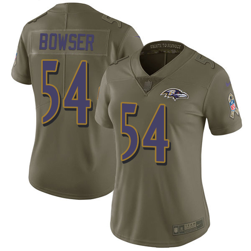 Baltimore Ravens #54 Tyus Bowser Olive Women's Stitched Limited 2017 Salute to Service Jersey Womens