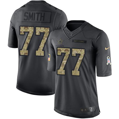 Dallas Cowboys #77 Tyron Smith Black Men's Stitched Limited 2016 Salute To Service Jersey Men's