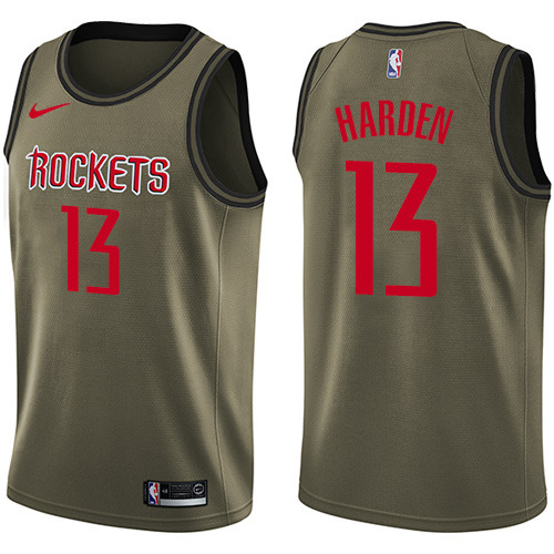 Houston Rockets #13 James Harden Green Salute to Service Youth Swingman Jersey Youth