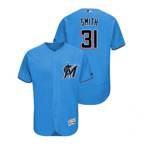 Miami Marlins #31 Caleb Smith Blue Alternate 2019 Authentic Collection Flex Base Stitched Jersey Men's