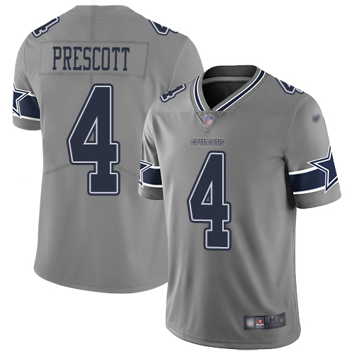 Cowboys #4 Dak Prescott Gray Youth Stitched Limited Inverted Legend Jersey