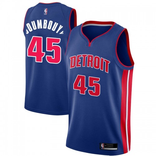 Detroit Pistons #45 Sekou Doumbouya Blue Youth Swingman Icon Edition Jersey Youth