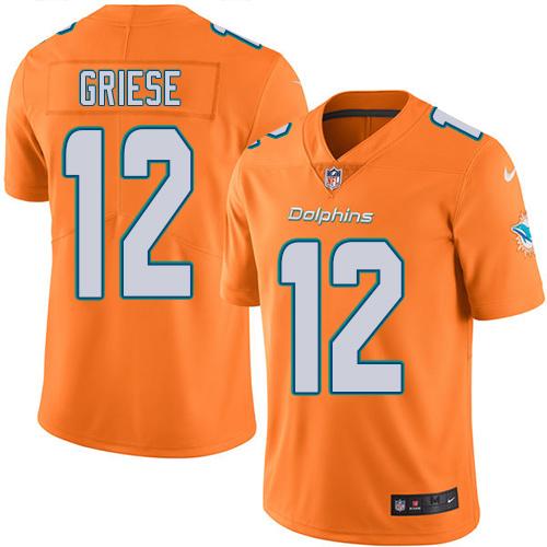 Miami Dolphins #12 Bob Griese Orange Men's Stitched Limited Rush Jersey Men's